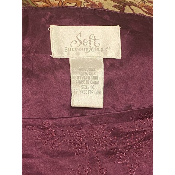 Soft Surroundings Maxi Silk Skirt Red Multi Floral Embroider Line Boho Fairy 14 - Picture 2 of 16